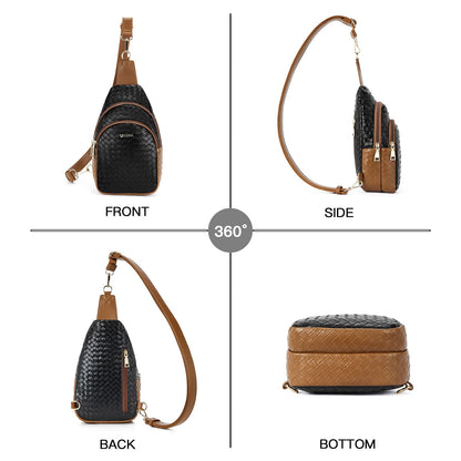 Telena Small Sling Bag for Women Leather Crossbody Fanny Packs Chest Bag for Women