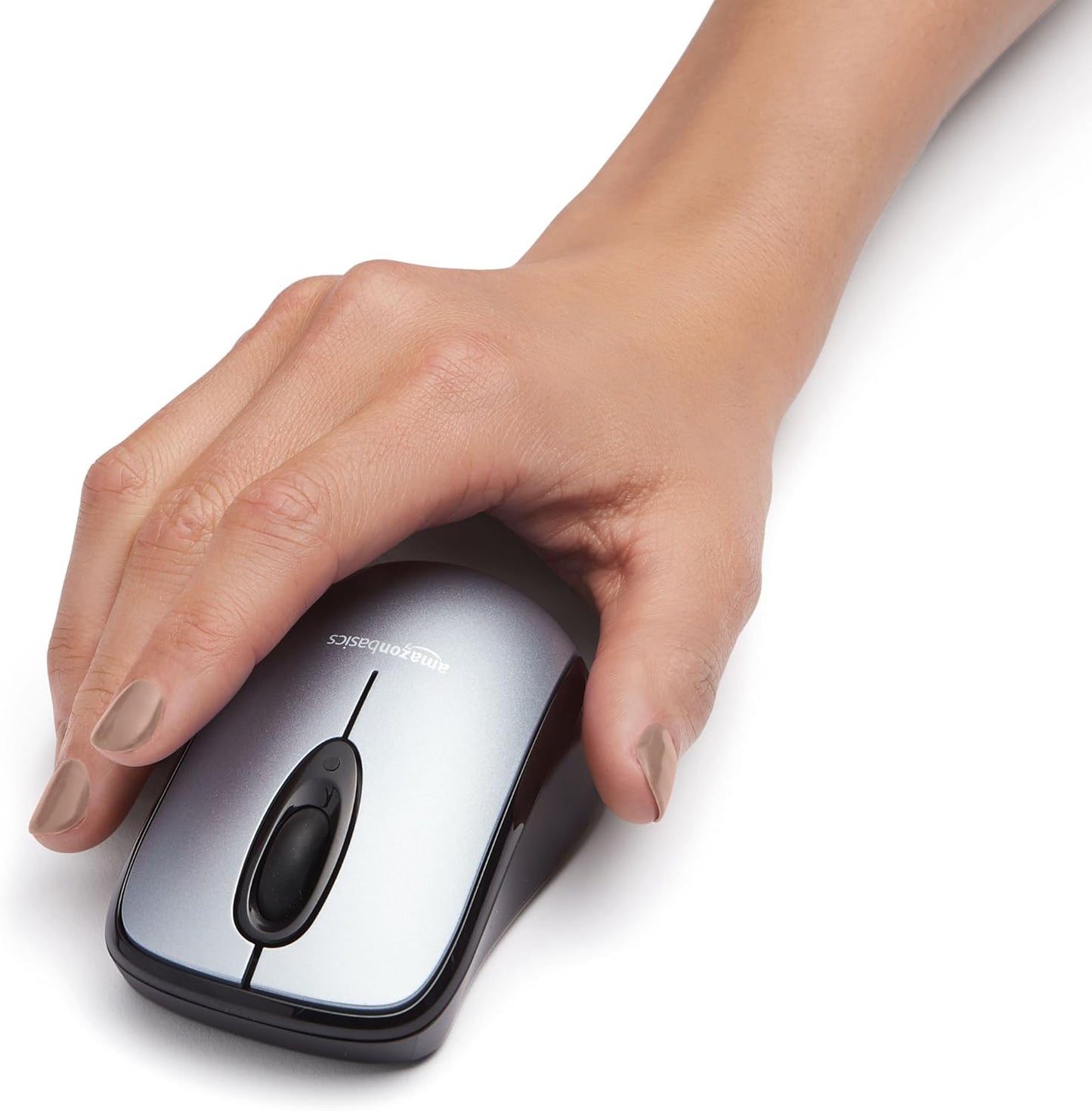 Amazon Basics 2.4 Ghz Wireless Optical Computer Mouse with USB Nano Receiver, Black