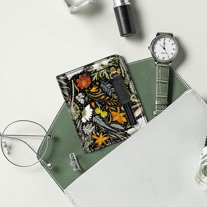 Simikol Womens Small RFID Blocking Wallet Compact Bifold Pocket Cute Credit Card Holder Leather Coin Slot Ladies Mini Purse with ID Window, Dried Flowers