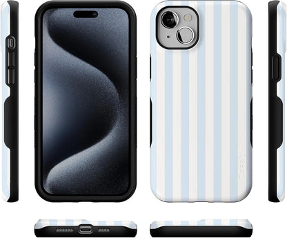 Casely iPhone 15 Case | Blue Stripes | Sunday Best | Compatible with MagSafe | Bold Protective Design