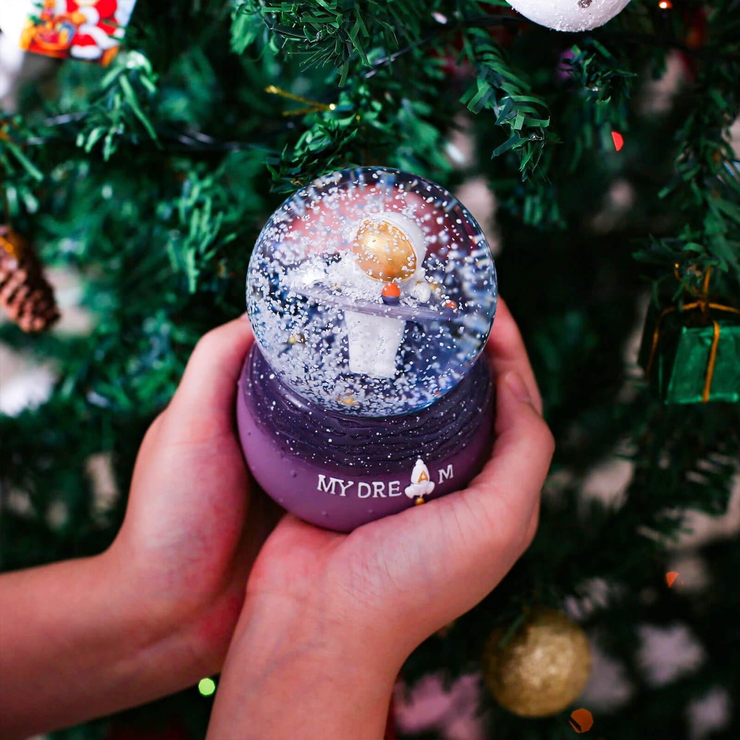 A.F.N.A.L Snow Globe with Light for Christmas & Birthday Gift, 80mm Crystal Musical Glitter Glass Water Ball Decoration, Princess - Blue Snowglobe, 3.5" x 3.5" x 5"