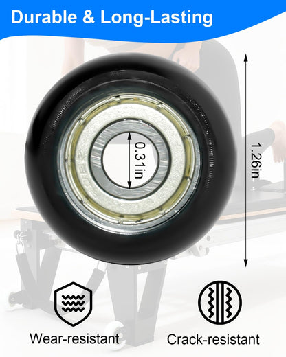 4 Pcs Replacement Roller Wheels Fit for Aero Pilates Reformer Machine, Pilates Reformer Replacement Parts, Black