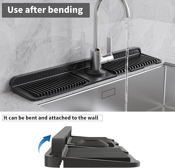 WAFT YEARN 24X5 Inch Silicone Durable Faucet Mat Kitchen Sink Splash Guard