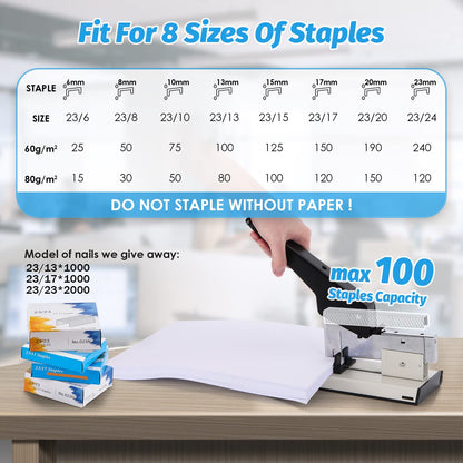 Heavy Duty Stapler - Effortless 240-Sheet Office Stapler with Adjustable Paper Guide, Super Capacity with 4000 Staples