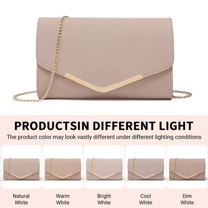 Miss Lulu Clutches and Clutches Women's Handbag Chain Wedding Party Purse Mini Crossbody Bag Practical Wallet, Pink, M, Retro
