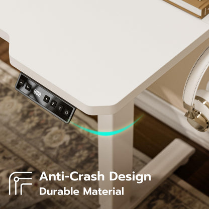 Acrolix L Shaped Electric Standing Desk - 59x40 Inch Reversible Corner Sit Stand Desk with Hook&Cup Holder,Electric Height Adjustable Table,for Home Office Gaming Computer Desk, White