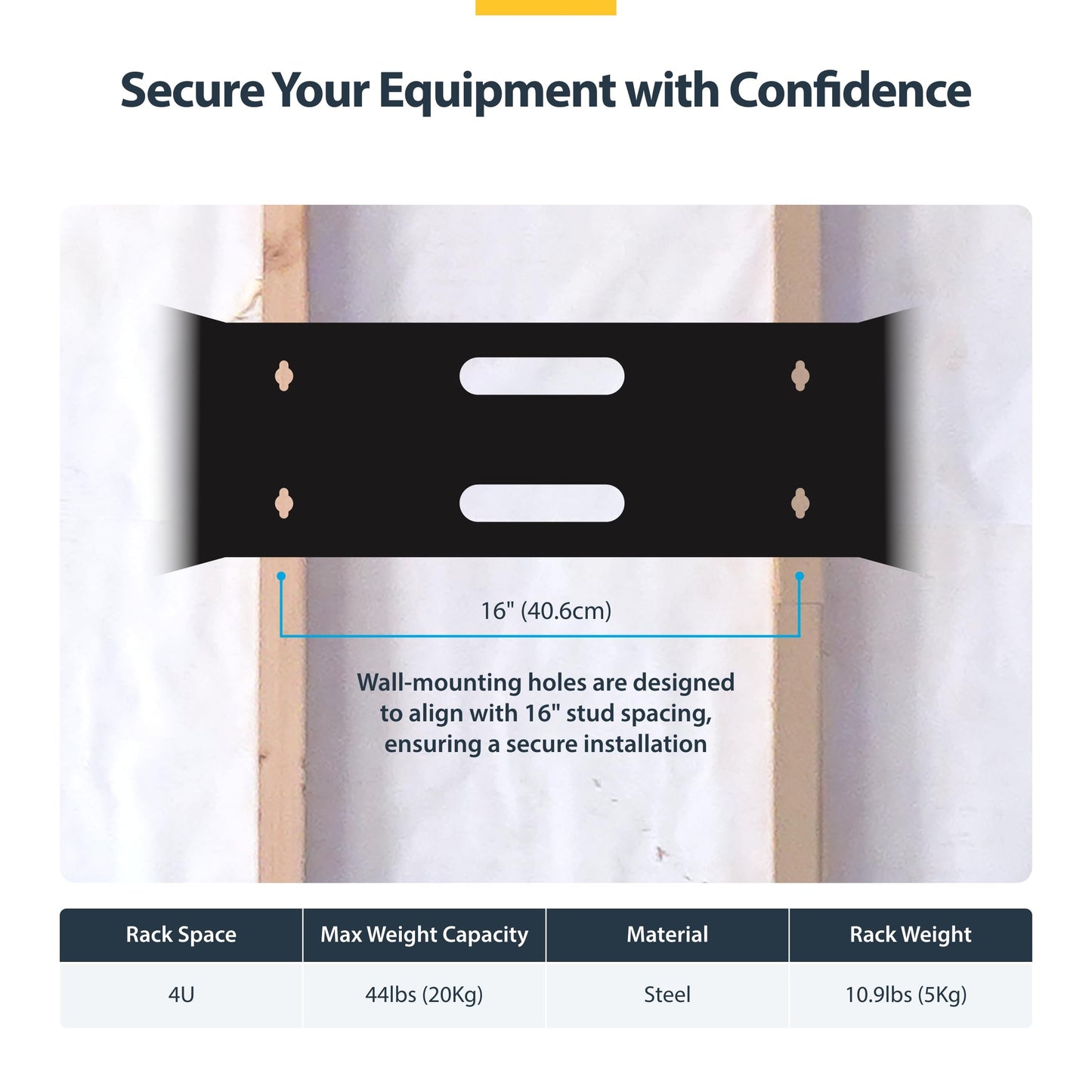 StarTech.com 4U Wall Mount Network Rack - 14 Inch Deep (Low Profile) - 19" Patch Panel Bracket for Shallow Server and IT Equipment, Network Switches - 44lbs/20kg Weight Capacity, Black (WALLMOUNT4)