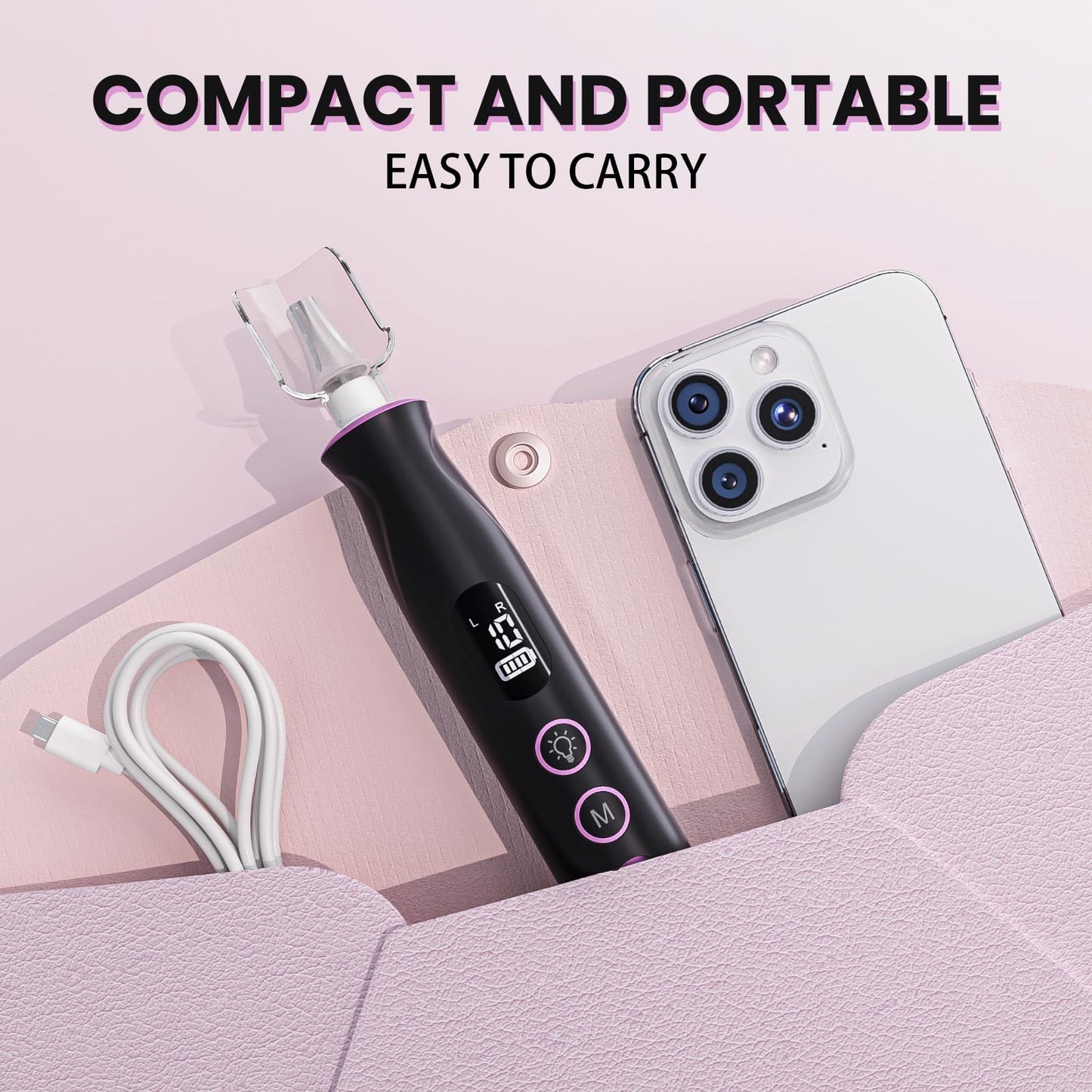 Electric Nail Drill, Cordless 2000 mAh Rechargeable Portable Nail File 12 in 1 Kit for Thick Toenails, 10 Speeds Nail Dril Machine Professional Manicure Pedicure for Hand Natural Nails Care (White)