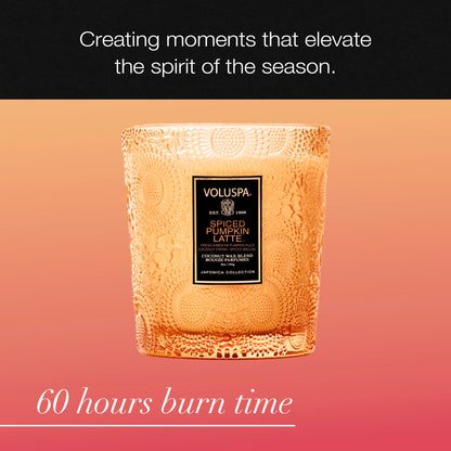 Voluspa Pumpkin Spice Latte Candle, 9 oz, Coconut Wax Blend, Scented Candles for Home, 60 Hour Burn Time, Classic Candle Jars