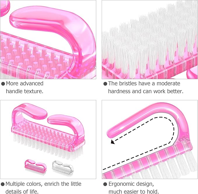 Handle Grip Nail Brush, Hand Fingernail Brush Cleaner Scrubbing Kit Pedicure