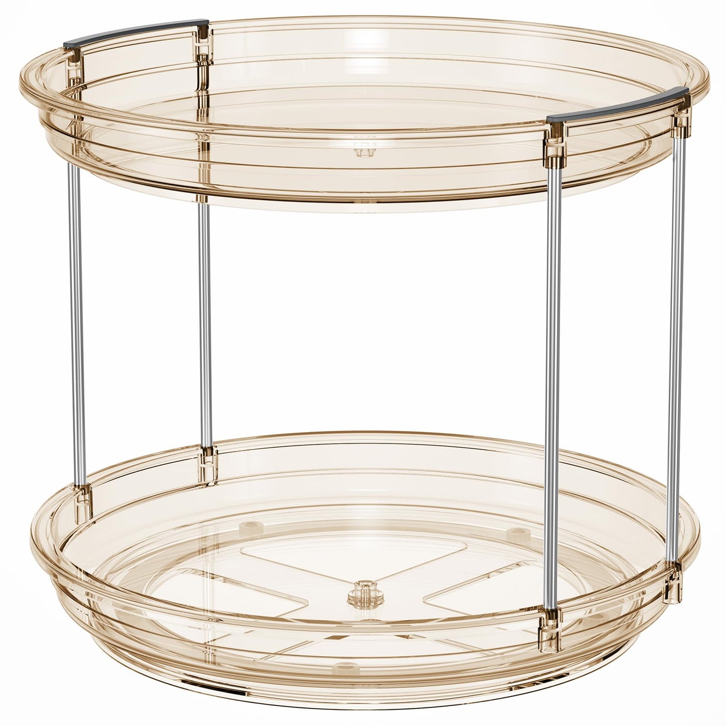 LAMU 2 Tier Lazy Susan Turntable Organizer 9.25'' Rotating Spice Rack Organization for Cabinet, Kitchen, Pantry, Countertop, Bathroom, Vanity, Medicine Cabinet Organizer, Clear