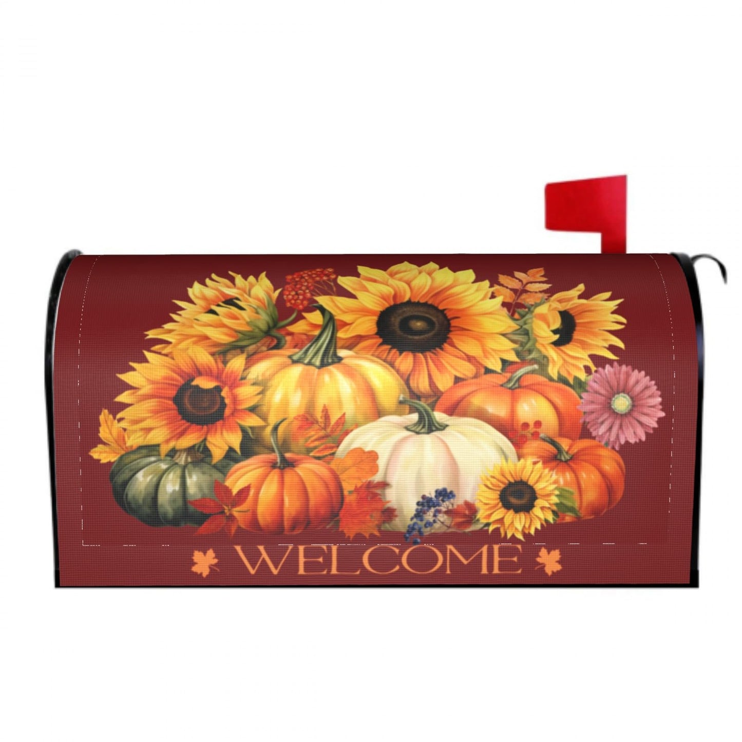 Autumn Pumpkin Thanksgiving Mailbox Cover Magnetic Fall Sunflower Maple Leaf Mailbox Cover Standard Size 21 x 18 Inch Farmhouse Rustic Welcome Post Box Cover Wraps Garden Yard Home Decor for Outdoor