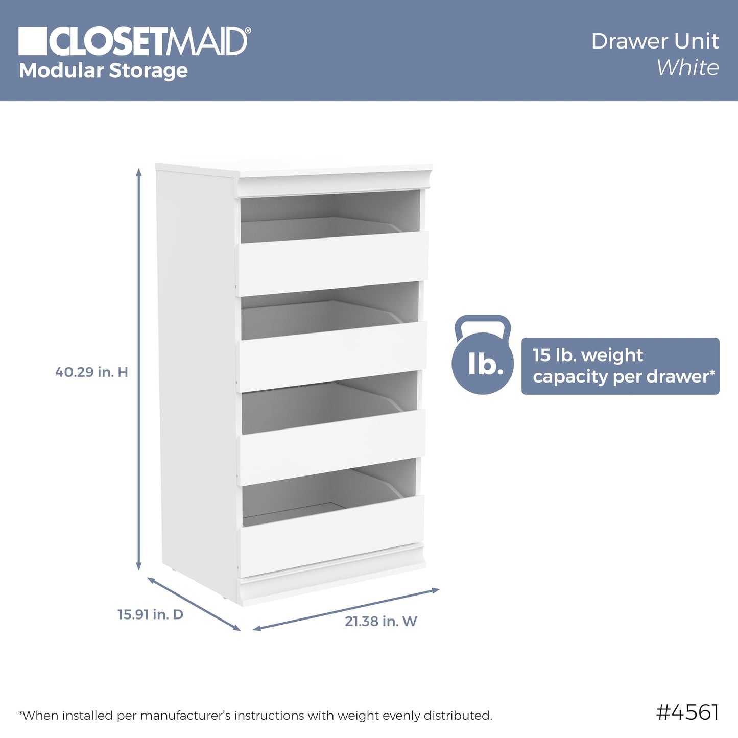 ClosetMaid Modular Storage 68.76-78.78-inch W 4-Drawer 19-Shelf Wood Closet System with Doors, White