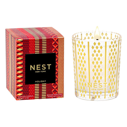 NEST New York Scented Votive Christmas Candle, Holiday - 2 oz - Up to 28-Hour Burn Time - Reusable Glass Vessel