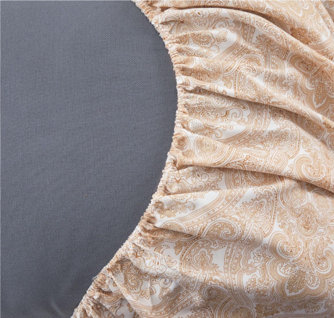 Spirit Linen home 6-Piece Queen Size Bed Sheet Set - Deep Pocket, Paisley Pattern, Soft and Breathable Bed Sheets, Microfiber Material, Includes 1 Fitted, 1 Flat, 4 Pillowcases - Taupe Paisley Design