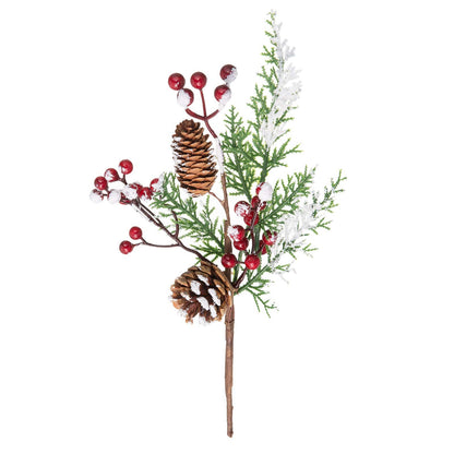 Crafare12-16 Inch Large Artificial Christmas Tree Picks 12 Styles Assorted Holly Picks Stems with Pinecones Leaves for Xmas Tree Filler Floral Arrangement Winter Holiday Season Décor