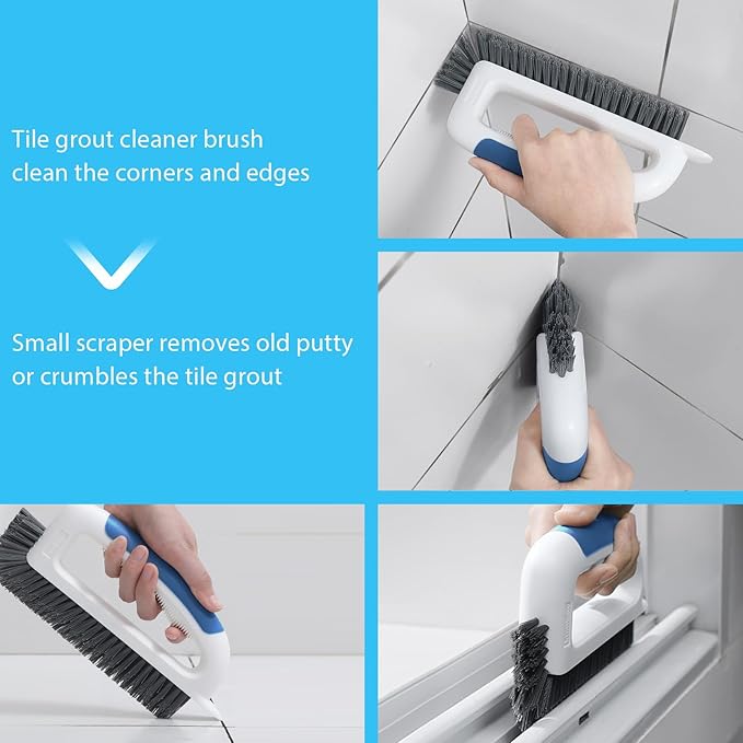Grout Cleaner Brush for Floors Tile Corner, V Shape Stiff Scrubber Cleaning
