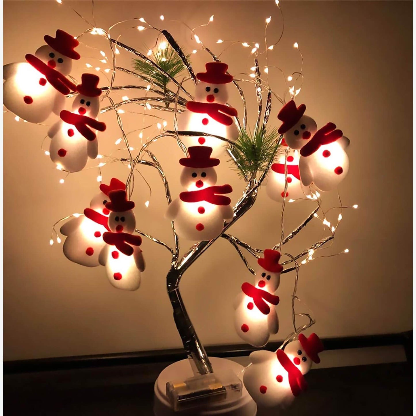 ZAUGONTW Christmas Snowman String Lights - 10 LEDs 5.4ft Waterproof Light Up String Lights, Short Plush Lights for Christmas Decorations (Battery Operated)
