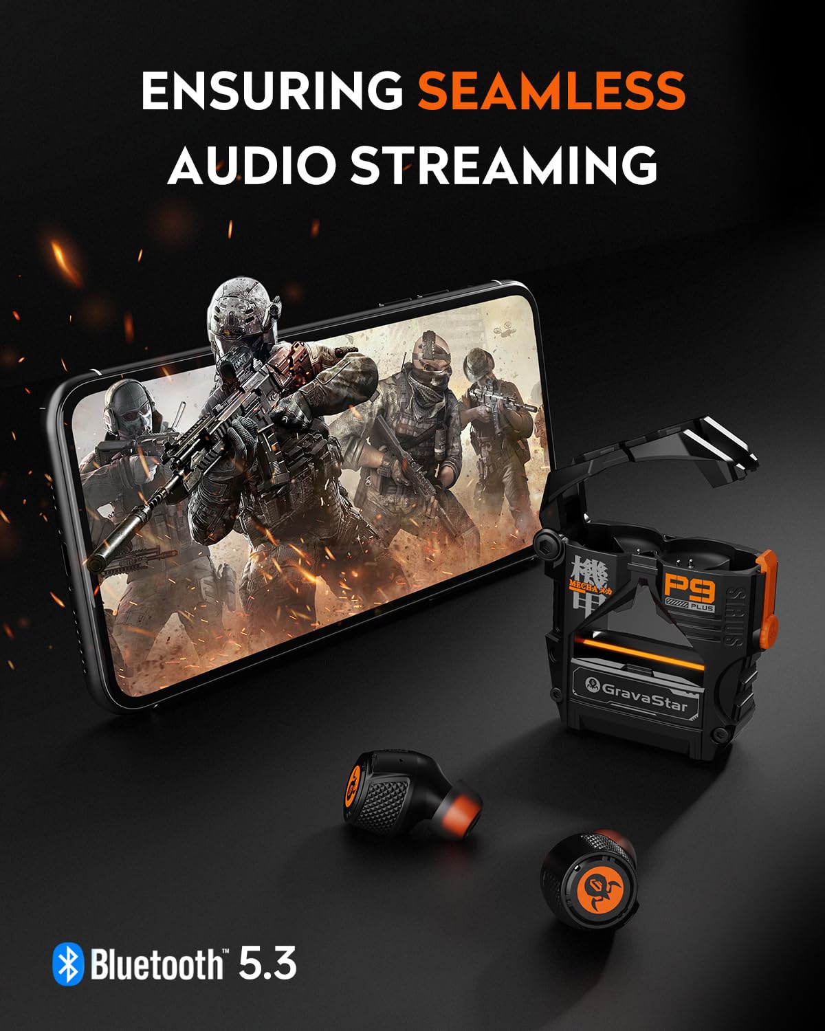 GravaStar Sirius Plus True Wireless Earbuds, Bluetooth 5.3 Active Noise Cancellation ANC Headphones, 28H Playtime, ENC Clear Call, Customization App, IPX4 for Sports/Work -Black