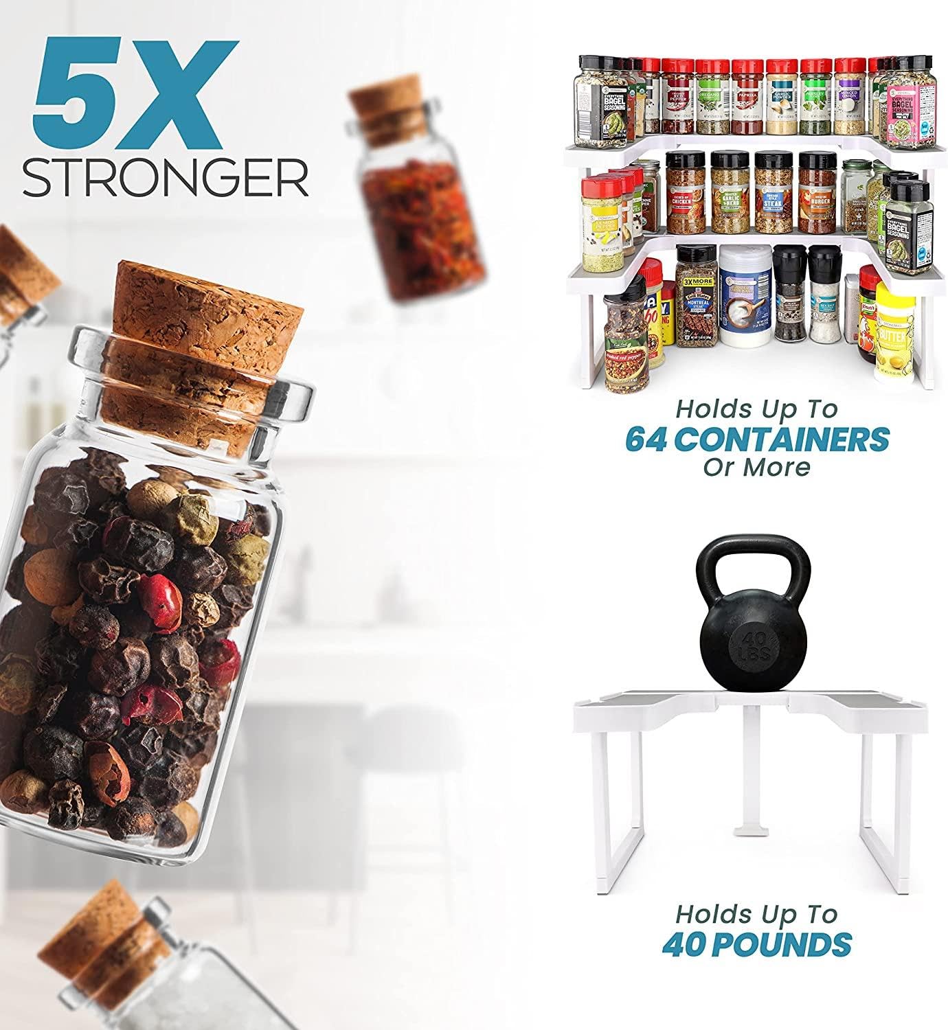 Spicy Shelf Deluxe - Expandable Spice Rack and Stackable Cabinet & Pantry Organizer (1 Set of 2 Shelves) - As seen on TV Deluxe (Spicy Shelf Organizer) - Pantry Organization - Pantry Spice Organizer