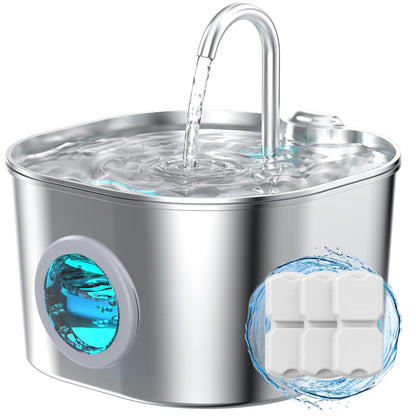 Cat Water Fountain Stainless Steel: Pet Fountains for Cats/Dog Indoor Automatic Waterer Bowls for Drinking Small Animal Water Dispenser Metal Pets Watering Faucet Bottle Auto Kitty Watering Supplies