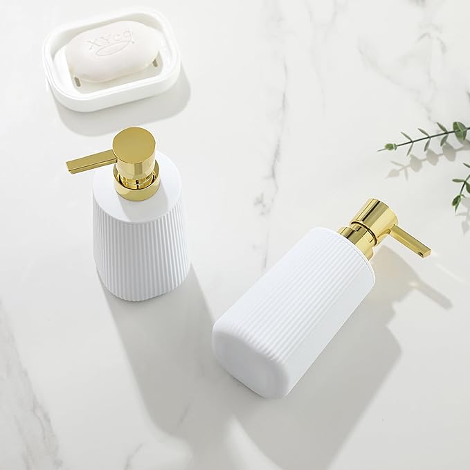 Small Soap Dispenser for Bathroom and Kitchen, Modern Farmhouse Striped Style