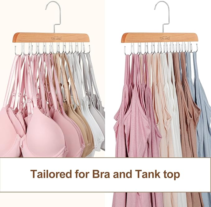 TOPIA HANGER Bra Hanger for Closet, Tank Top Hangers 20 Hooks Capacity Foldable