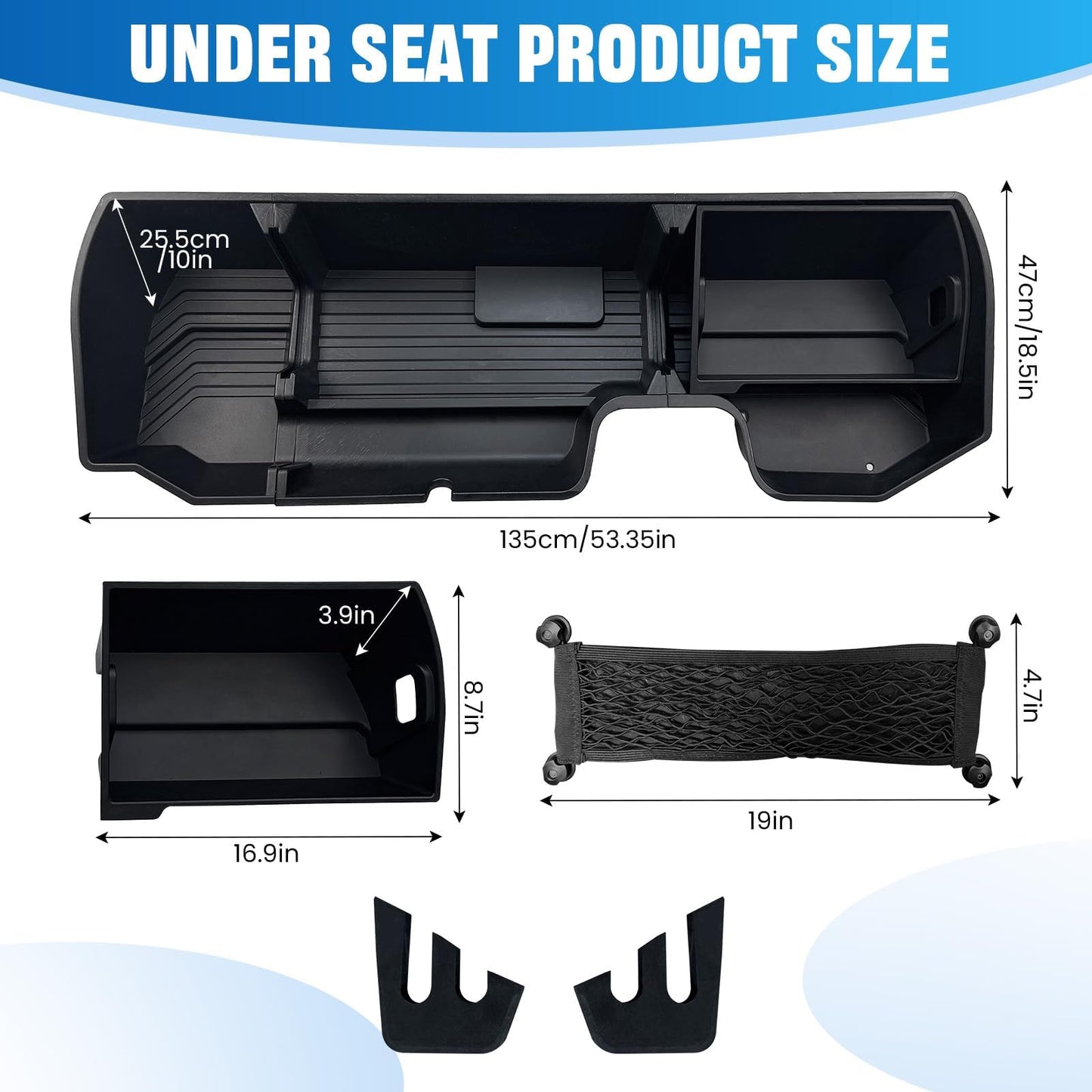 Flyvaroo Underseat Storage for 2019-2026 Chevy Silverado 1500 Crew Cab, Divider Under Seat Storage Box for 2020-2026 Silverado/Sierra 2500HD 3500HD Double Cab & Crew Cab with Mesh Pocket & Inner Bin