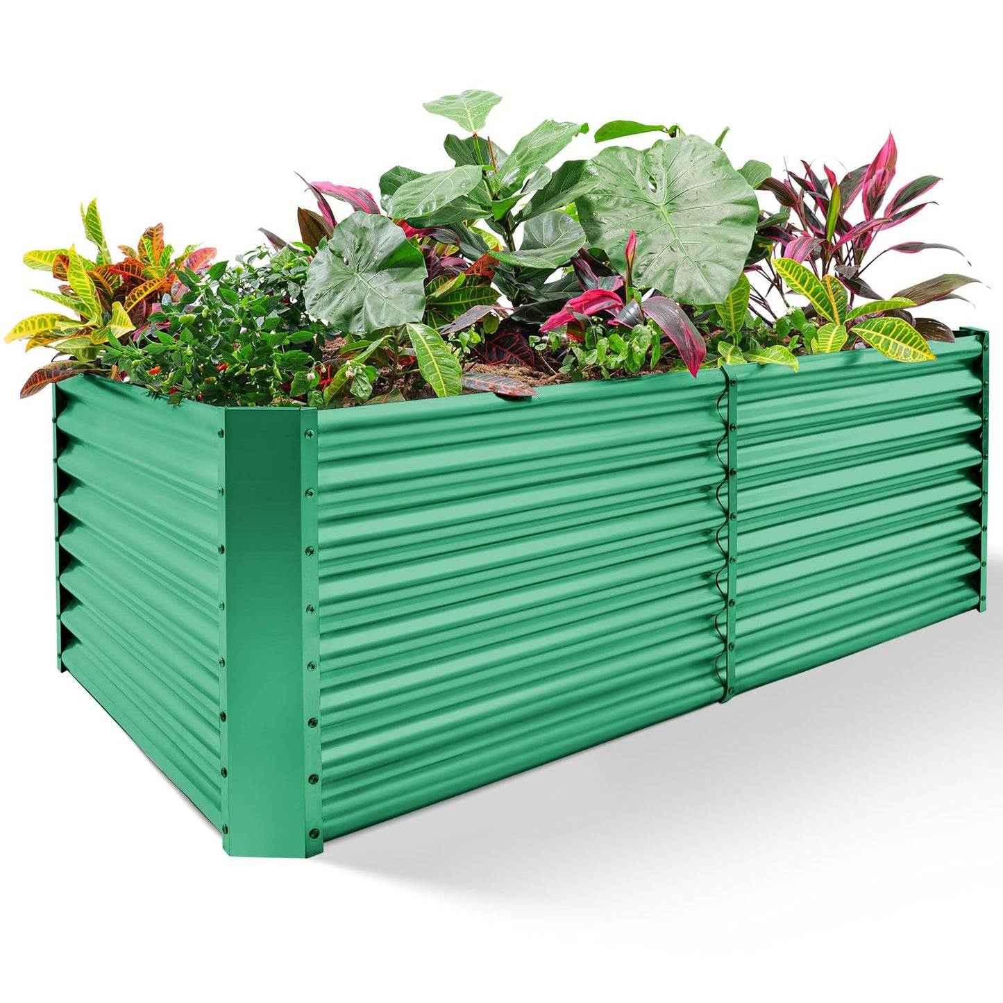 Land Guard 6×3×2 ft Galvanized Metal Raised Garden Bed, 2FT Deep Root Elevated Planter Box Steel Large Vegetable Flower Bed Kit(Green)
