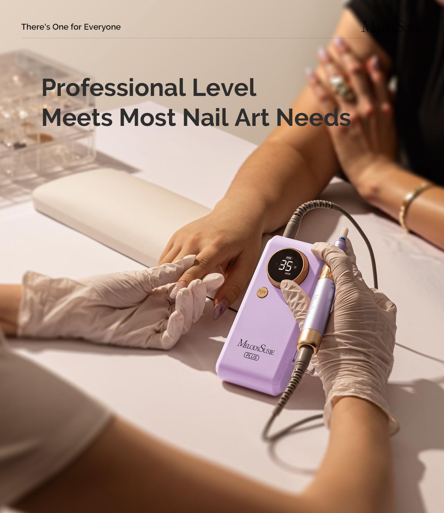 MelodySusie 2 in 1 Professional Nail Drill, 30000 RPM SC330G Electric Nail File with Kickstand for Gel Nails Polishing Removing, Portable Cordless Nail Efile for Manicure Pedicure at Home & Salon,Gold