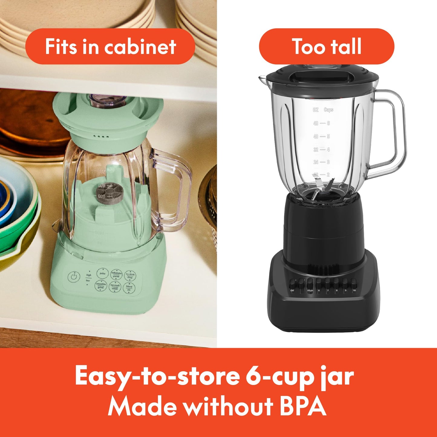 bella 10 Speed Countertop Blender, Juicer & Smoothie Maker, Fits-anywhere™ Kitchenware, Slim Flip & Store Design, Dishwasher Safe 48oz Capacity Pitcher & Lid, Stainless Steel Blade, 450 Watt, Oatmilk