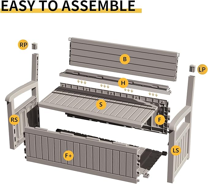 80 Gallon Outdoor Storage Bench Deck Box Waterproof Lockable,Outdoor Storage Furniture for Patio,Garden and Porch,Tools and Cushions（Grey Stripe）