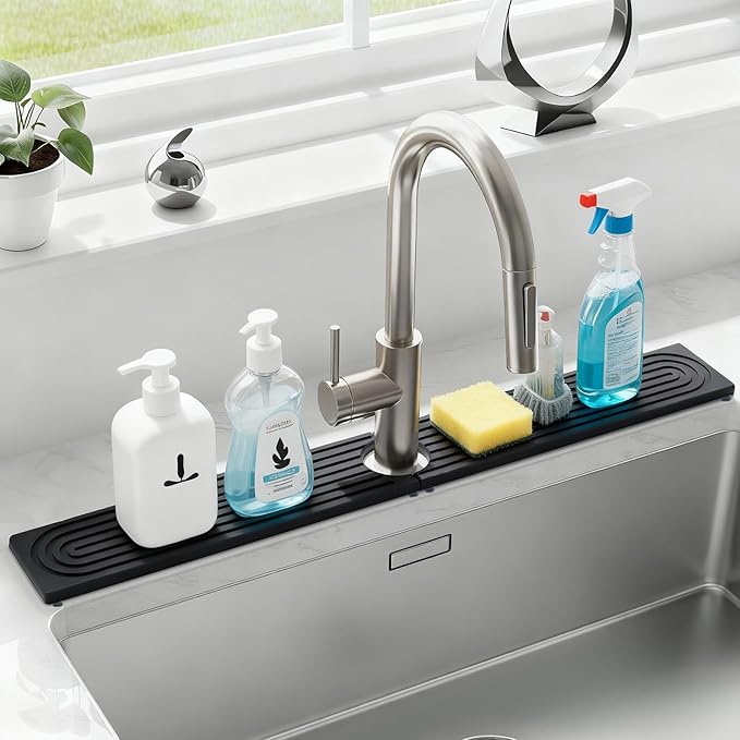 24 Inch Kitchen Sink Splash Guard, Sink Splash Guard Behind Faucet, Silicone