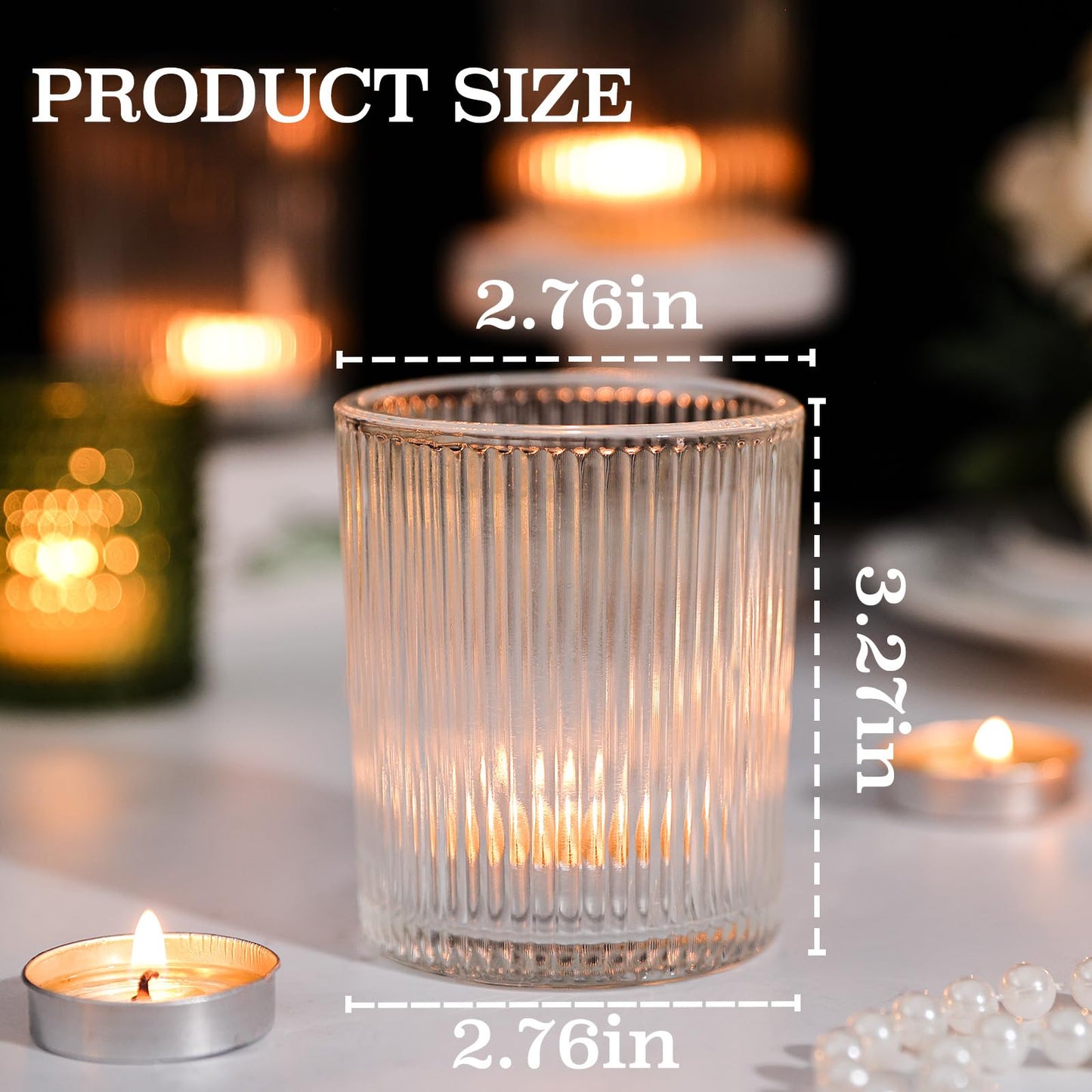 6 Pack Large Votive Candle Holders, 2.8x3.3in Clear Glass DIY Wax Filling Romance Tealight Candle Holders Wedding Decor, Tea Lights Candles Holder for Table Centerpieces (6)
