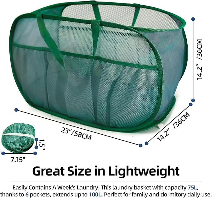 2 Pack Collapsible Laundry Baskets, Upgrade Pop Up Laundry Hamper