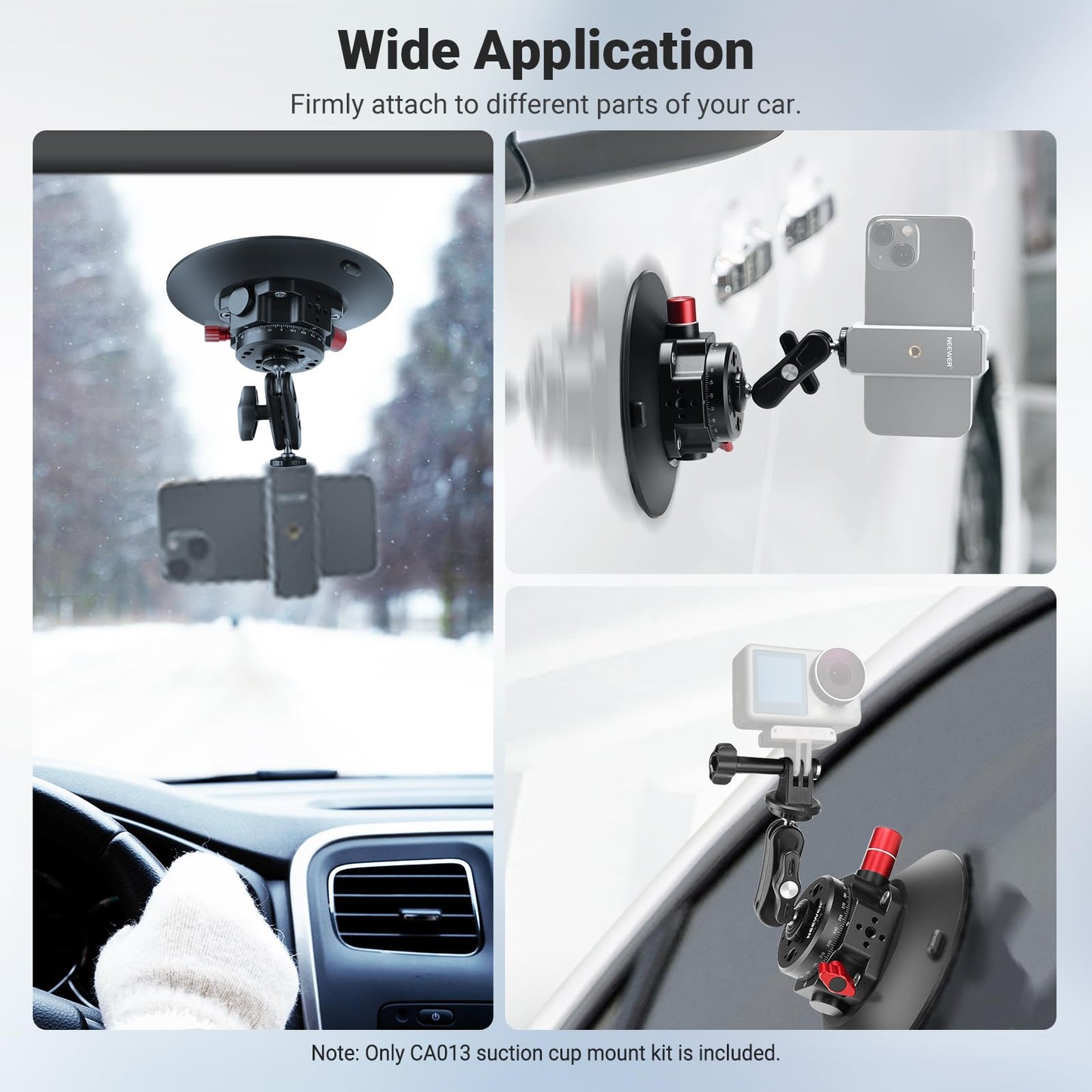 NEEWER 6"/15.2cm Camera Suction Cup Mount with Ball Head Magic Arm, Metal Suction Cup Mount on Car Windshield Dash for Camera/Action Camera/Phone Holder, with 1/4" & 3/8" Mounting Holes for ARRI
