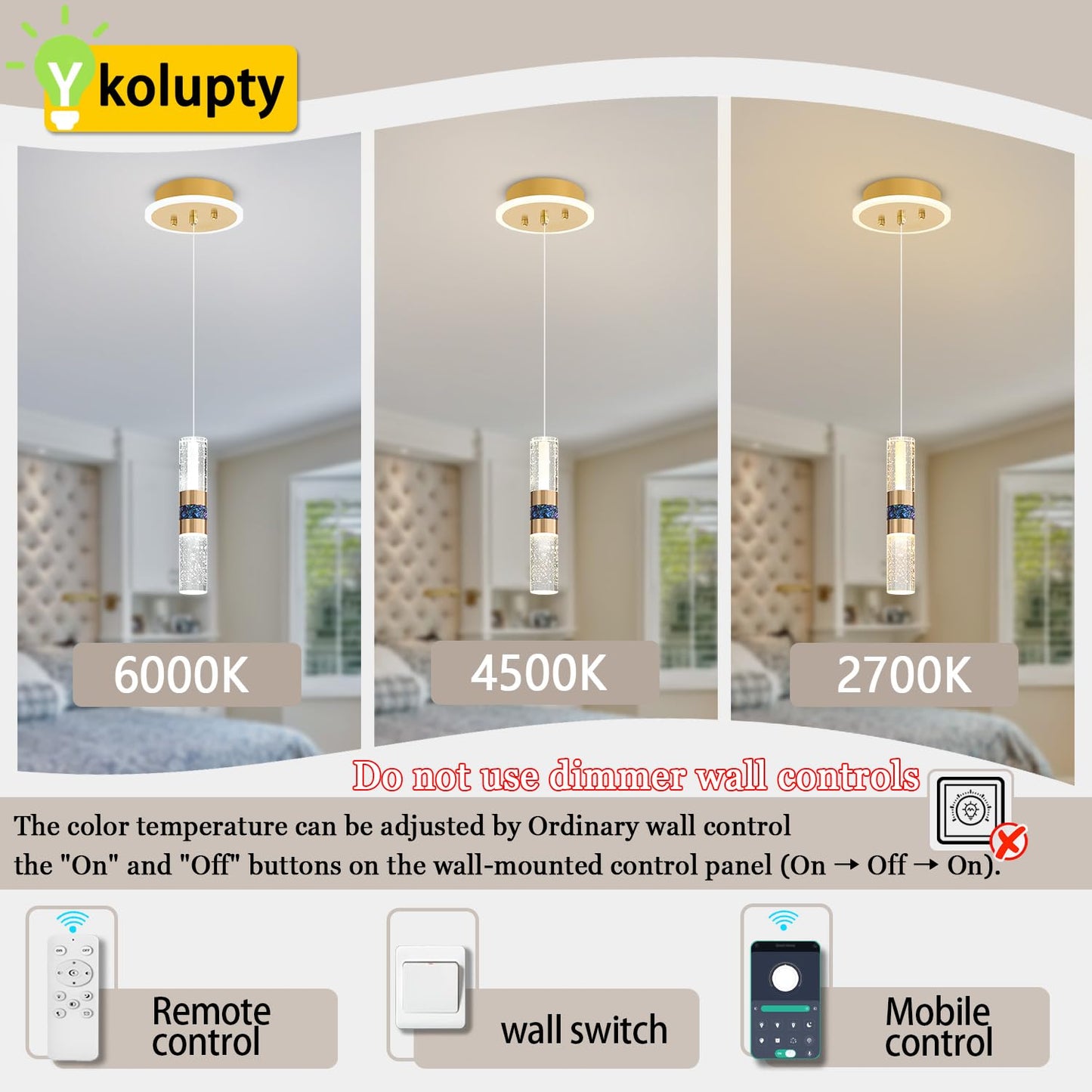 ykolupty 1-Light Pendant Lights Kitchen Island Modern Gold Crystal Chandeliers LED Dimmable Crystal Island Light Fixture Mini Pendant Light for Living Room Bedroom Dining Room Hallway