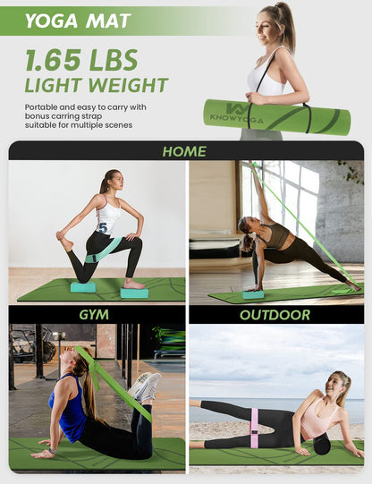 Yoga Starter Kit 12 in 1 - Yoga Set Include Yoga Mat, Foam Roller, 4 Resistance Bands, Yoga Blocks 2 Pack with Strap, 2 Peanut Massage Balls, Yoga kit and Sets for Beginners