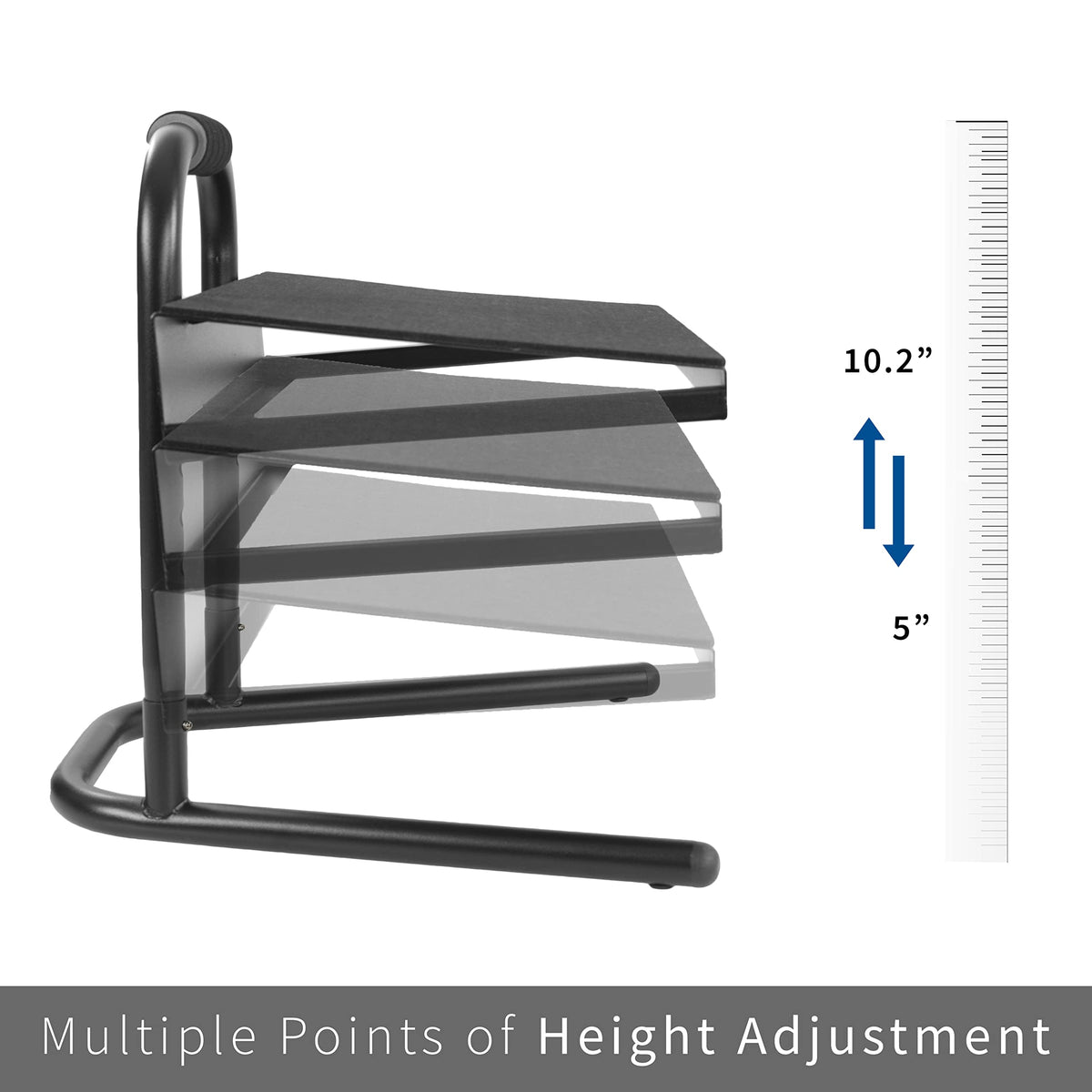 VIVO Ergonomic Height Adjustable Foot Rest Relief Platform, Elevated Stool for Comfortable Sit to Stand Workstation, Non-Slip Surface, Portable, Home Office Classroom Use, Black, STAND-FT01