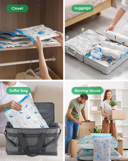 Travel Compression Bags, 25 Pack Vacuum Storage Bags with 1500mAh Rechargeable Battery, Vacuum Seal Bag for Space Saving Clothes, Blanket, Duvets, Pillows, Comforters, Travel Essentials, Luggage