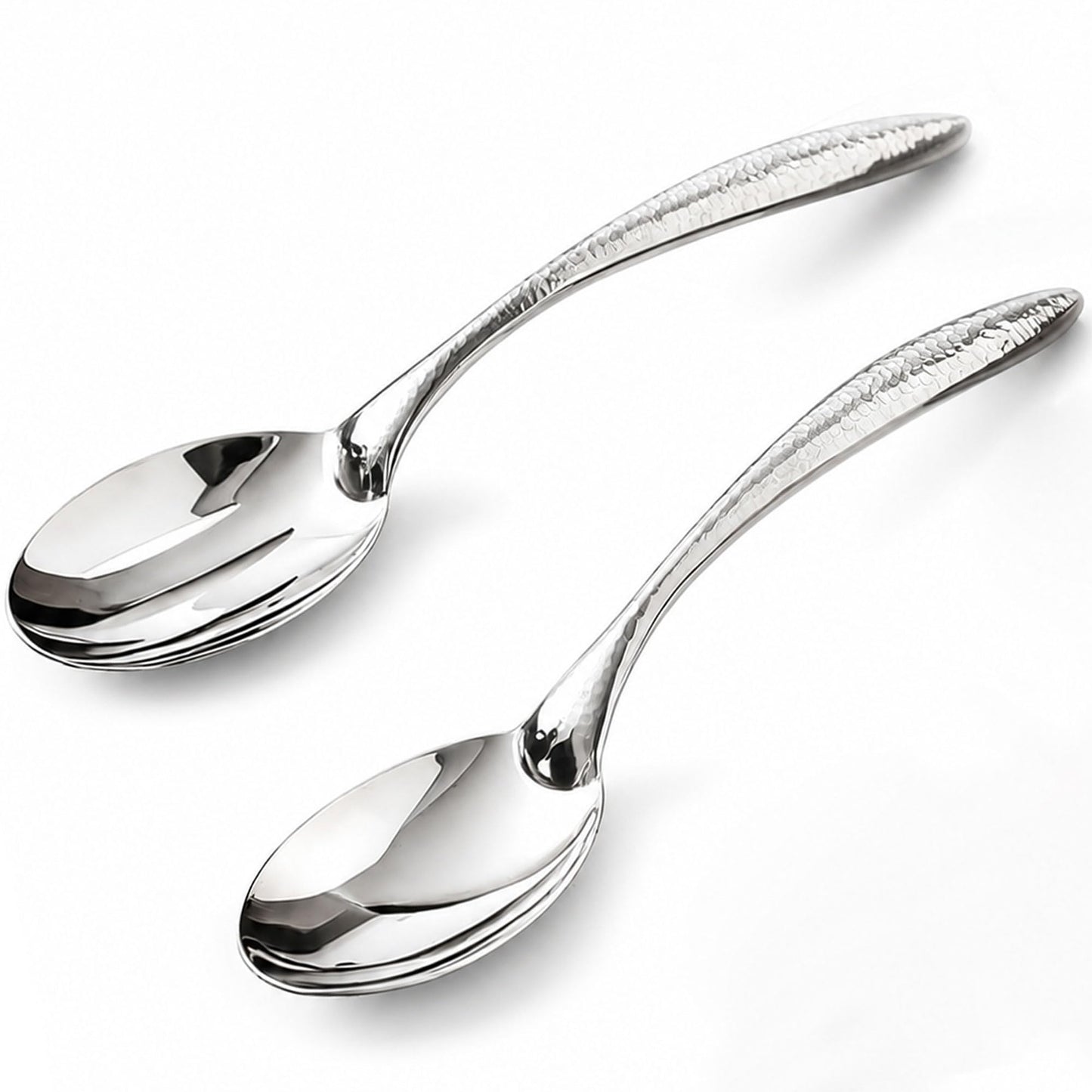 Stainless Steel Serving Spoon Set of 2, Solid Spoon & Slotted Spoon with Thick Non-Slip Ergonomic Handle, Heavy Duty Serving Utensils for Buffet, Party, Kitchen, 9.84 Inch