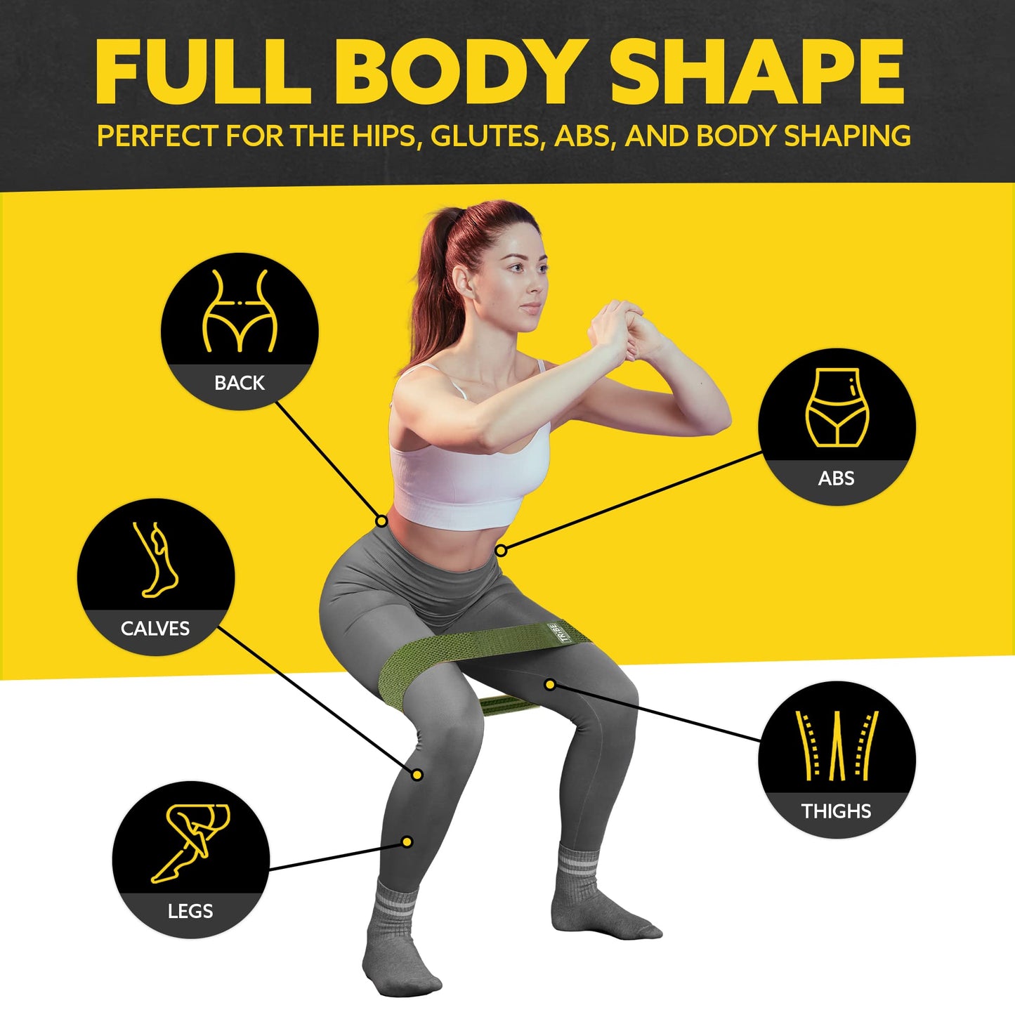 Tribe Lifting Fabric Resistance Bands for Legs - Workout Bands Resistance Bands for Men and Women - Booty Bands for Working Out - Exercise Bands Resistance Bands Set - Elastic Bands for Exercise