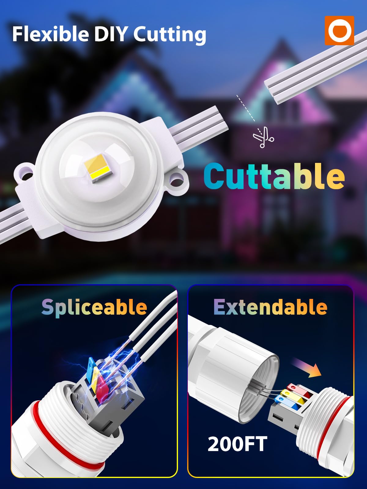 addlon Permanent Outdoor Lights, 100FT with 50 Dual-LED, Cuttable & Extendable, Remote & App Control RGB Eave Light, IP67 Waterproof Outdoor Lighting for House, for Halloween Décor, Christmas Light