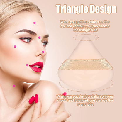 Pimoys 6 Pieces Powder Puff Face Makeup Sponge Soft Velour Triangle Powder Puffs Beauty Sponge Stocking Stuffers for Loose Powder (Black, Pink)