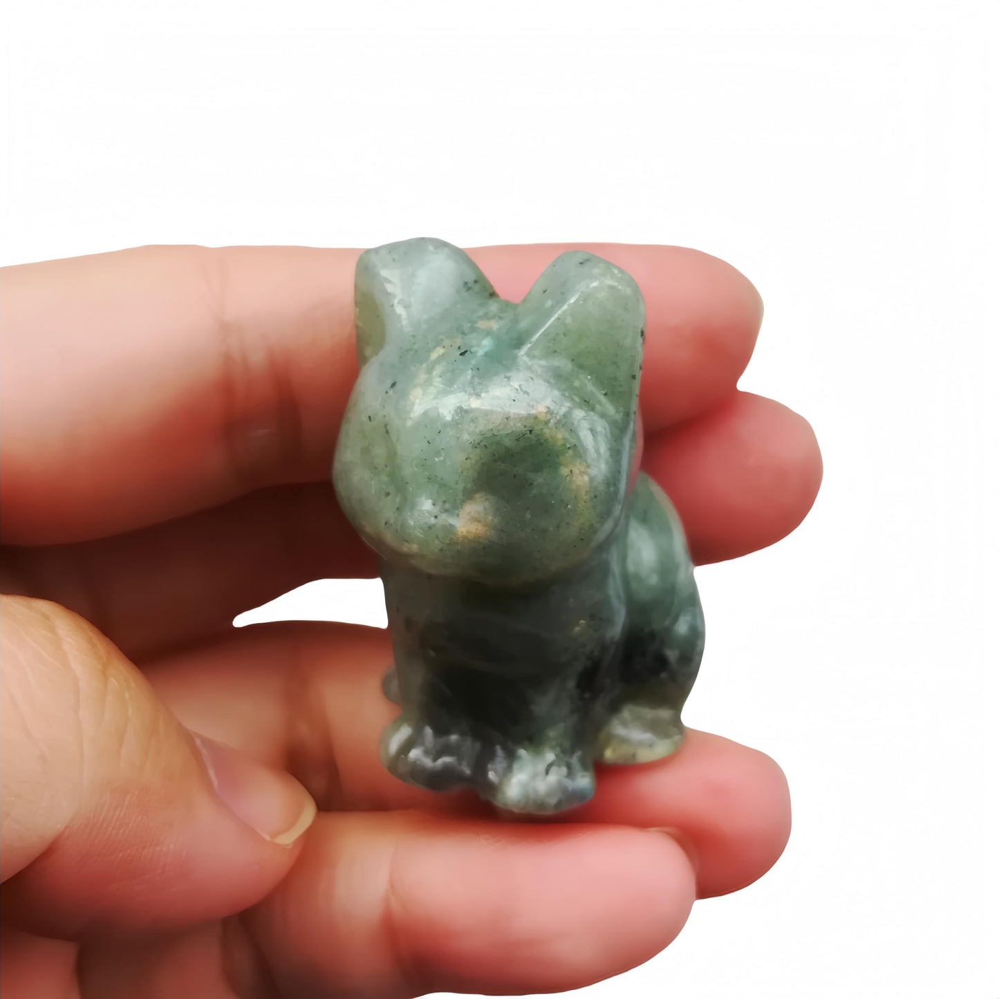 Bacatgem Natural Labradorite Big Faced Cat Crystals and Healing Stones Figures Collectibles,1.5 Inchs Hand Carved Gemstone Animal Sculpture Home Decor for Cat Lovers