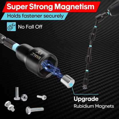Shall 29PCS Magnetic Nut Driver Set, Impact Drill Bit 1/4'' Hex Shank, SAE & Metric Cr-V Steel Power Drivers with Quick-Release Extensions, Socket Adapters, Holder and Storage Bag