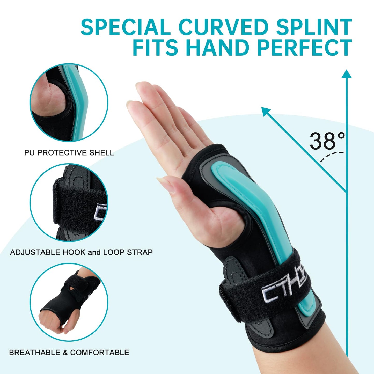 CTHOPER Wrist Guards Hand Protector for Snowboarding, Skiing, Skateboarding, Skating, Adults/Kids/Youth Sports Wrist Brace Protective Gear(1 Pair) (L)