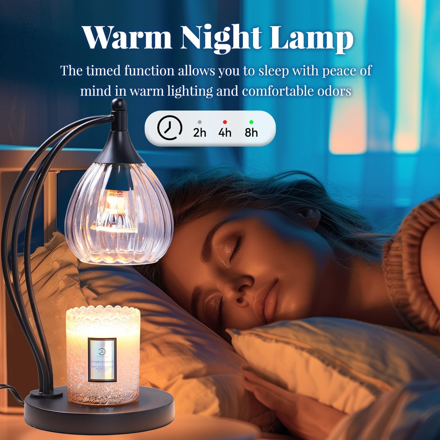 GOODBUY Candle Warmer Lamp with Timer Dimmer - Candle Lamp for Jar Candles - Birthday Gifts for Women Mom Home Decor House Warming Gifts, Lamp with 2 Bulbs