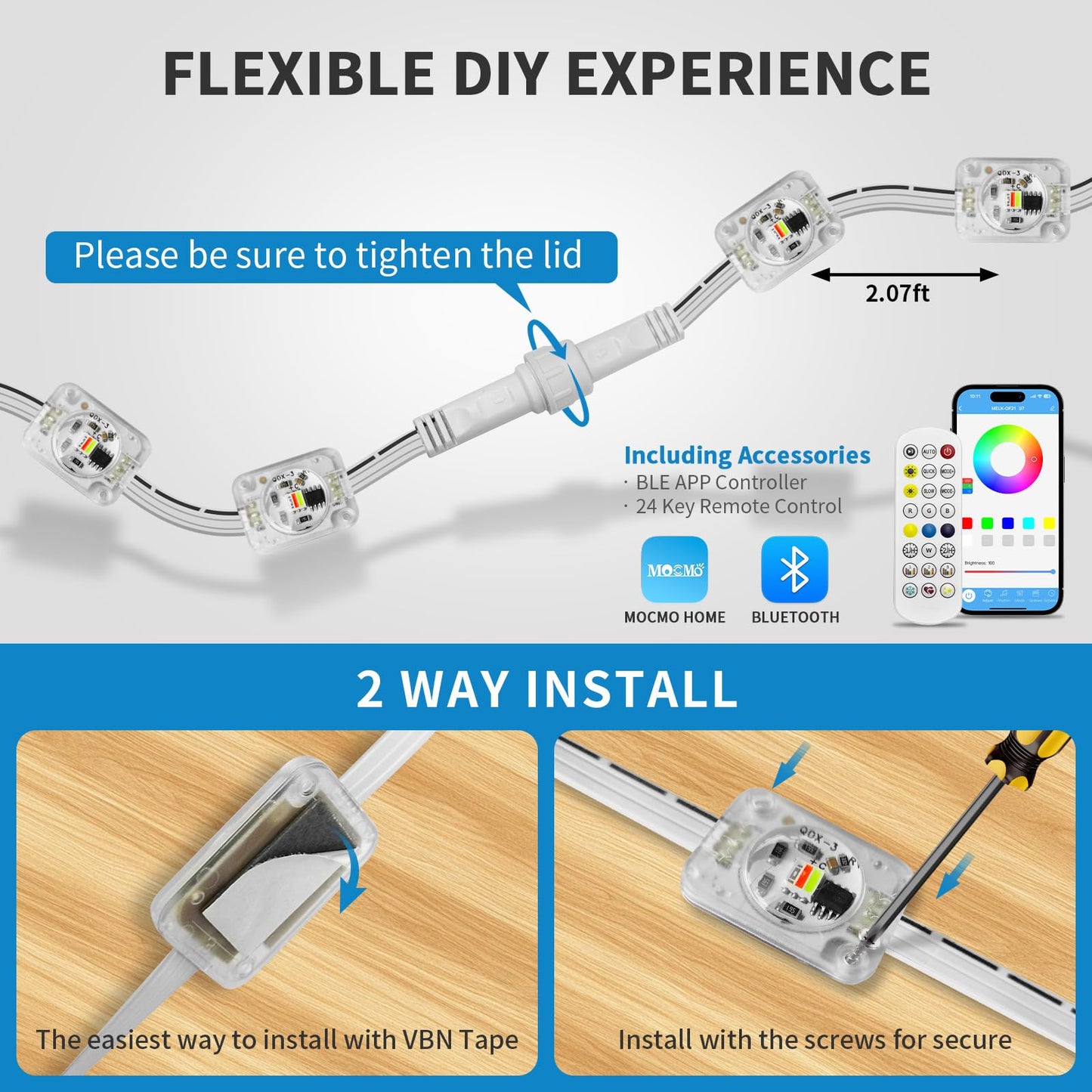 mw Permanent Outdoor Lights for House, 150ft RGB+IC Smart Outdoor Decor, 50+ Scene Modes, App/Remote Control, IP68 Waterproof, House Eave Lights for Christmas, Party Decorations