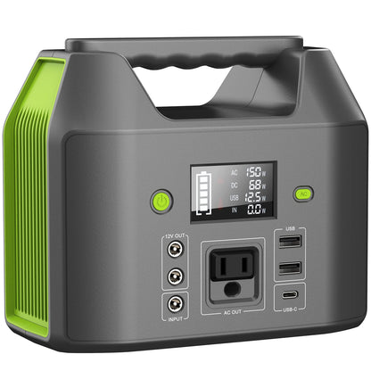 Portable Power Station EnginStar 300W Solar Generator 110V 296Wh Power Bank Two Pure Sine Wave AC Outlet 80000mAh Lithium Battery Pack for Camping Outdoors Trip RV Hunting Vans Emergency Backup